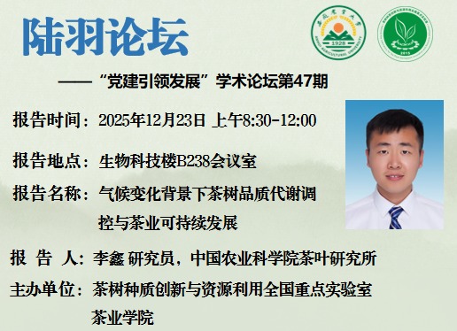 陆羽论坛—12月23日李鑫学术报告